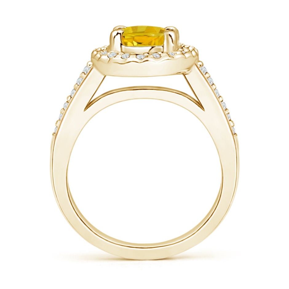 8x6mm AAAA Classic Oval Yellow Sapphire Halo Ring with Diamond Accents in Yellow Gold side-1