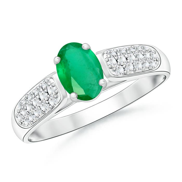 A - Emerald / 0.68 CT / 14 KT White Gold