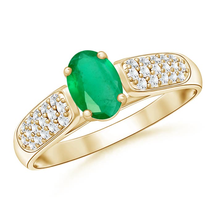 A - Emerald / 0.68 CT / 14 KT Yellow Gold