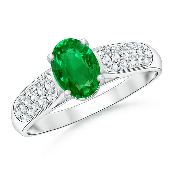 Premium - Lab-Grown Emerald / 0.95 CT / 14 KT White Gold