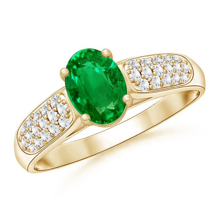 Premium - Lab-Grown Emerald / 0.95 CT / 14 KT Yellow Gold