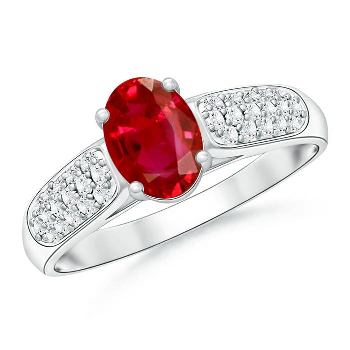 AAA - Ruby / 1.29 CT / 14 KT White Gold