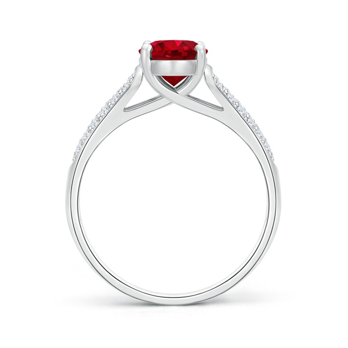 8x6mm AAA Solitaire Oval Ruby Ring with Pavé Diamond Accents in White Gold Product Image