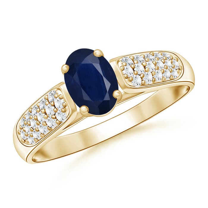 A - Blue Sapphire / 0.88 CT / 14 KT Yellow Gold