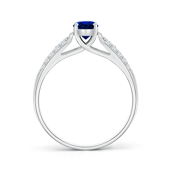 6x4mm AAAA Solitaire Oval Sapphire Ring with Pavé Diamond Accents in White Gold product image