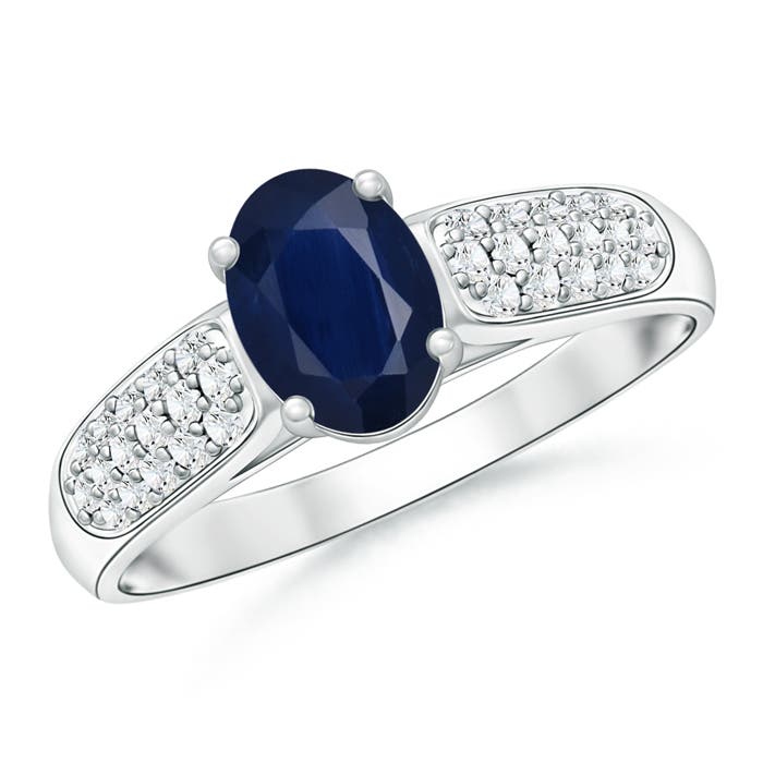 A - Blue Sapphire / 1.14 CT / 14 KT White Gold