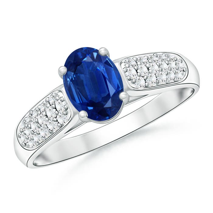 AAA - Blue Sapphire / 1.14 CT / 14 KT White Gold