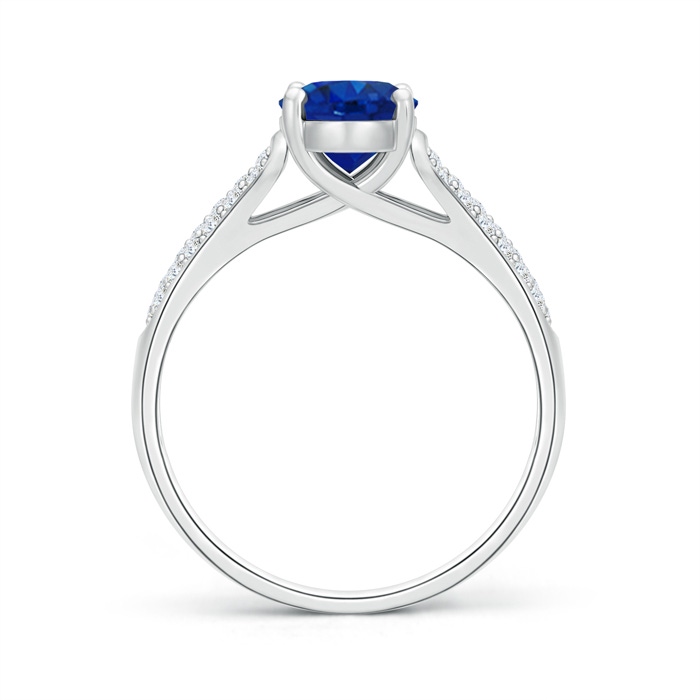 8x6mm AAA Solitaire Oval Sapphire Ring with Pavé Diamond Accents in White Gold product image