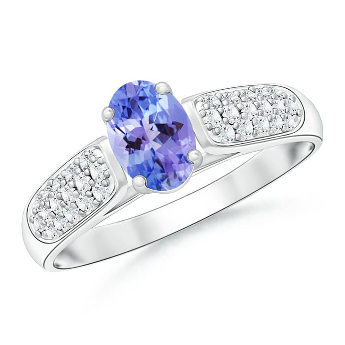 AAA - Tanzanite / 0.73 CT / 14 KT White Gold