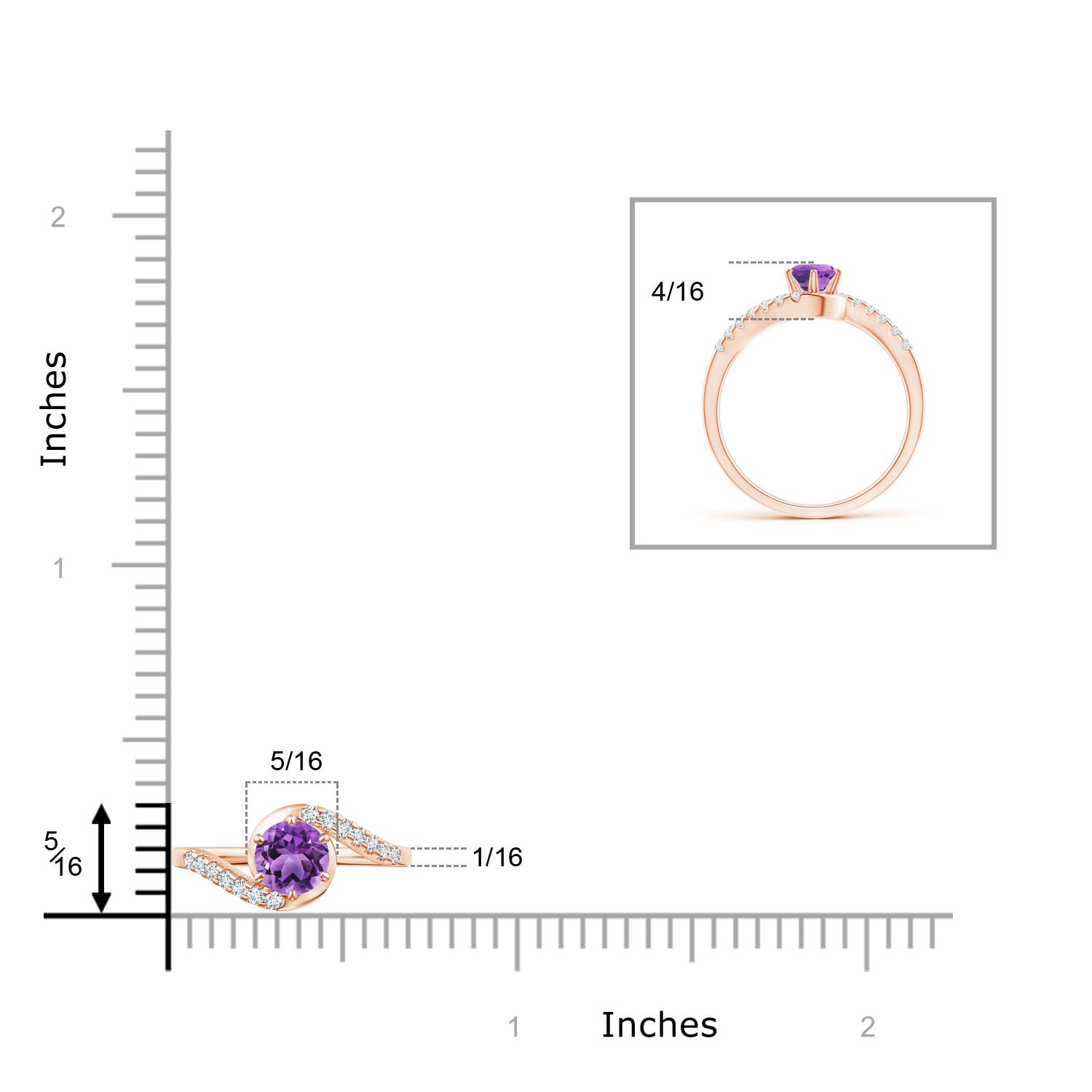 AA - Amethyst / 0.62 CT / 14 KT Rose Gold