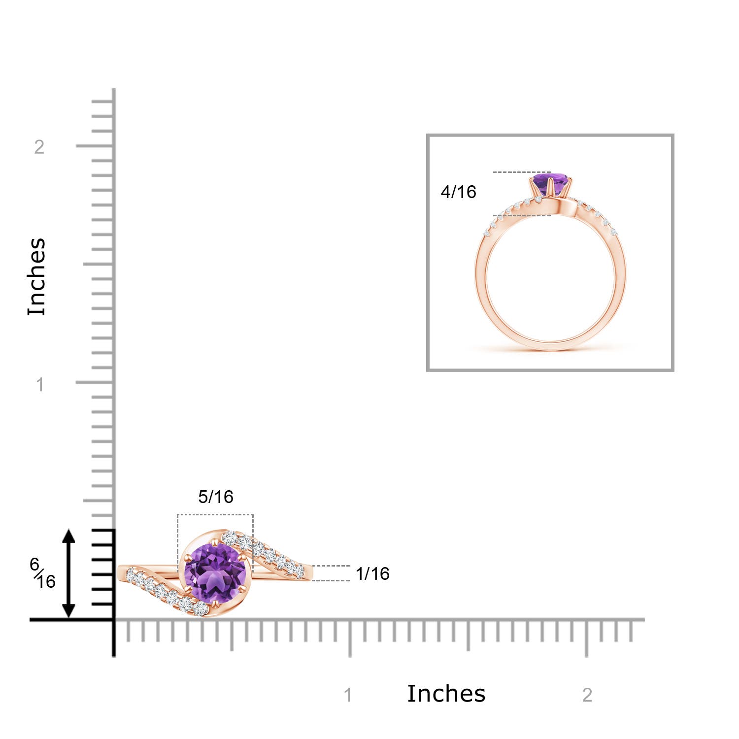 AA - Amethyst / 1 CT / 14 KT Rose Gold