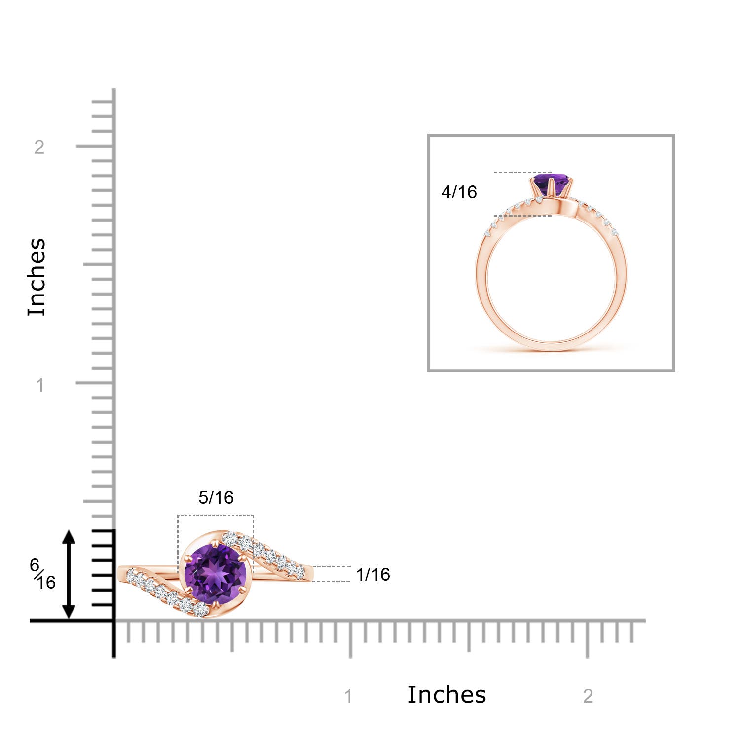 AAAA - Amethyst / 1 CT / 14 KT Rose Gold