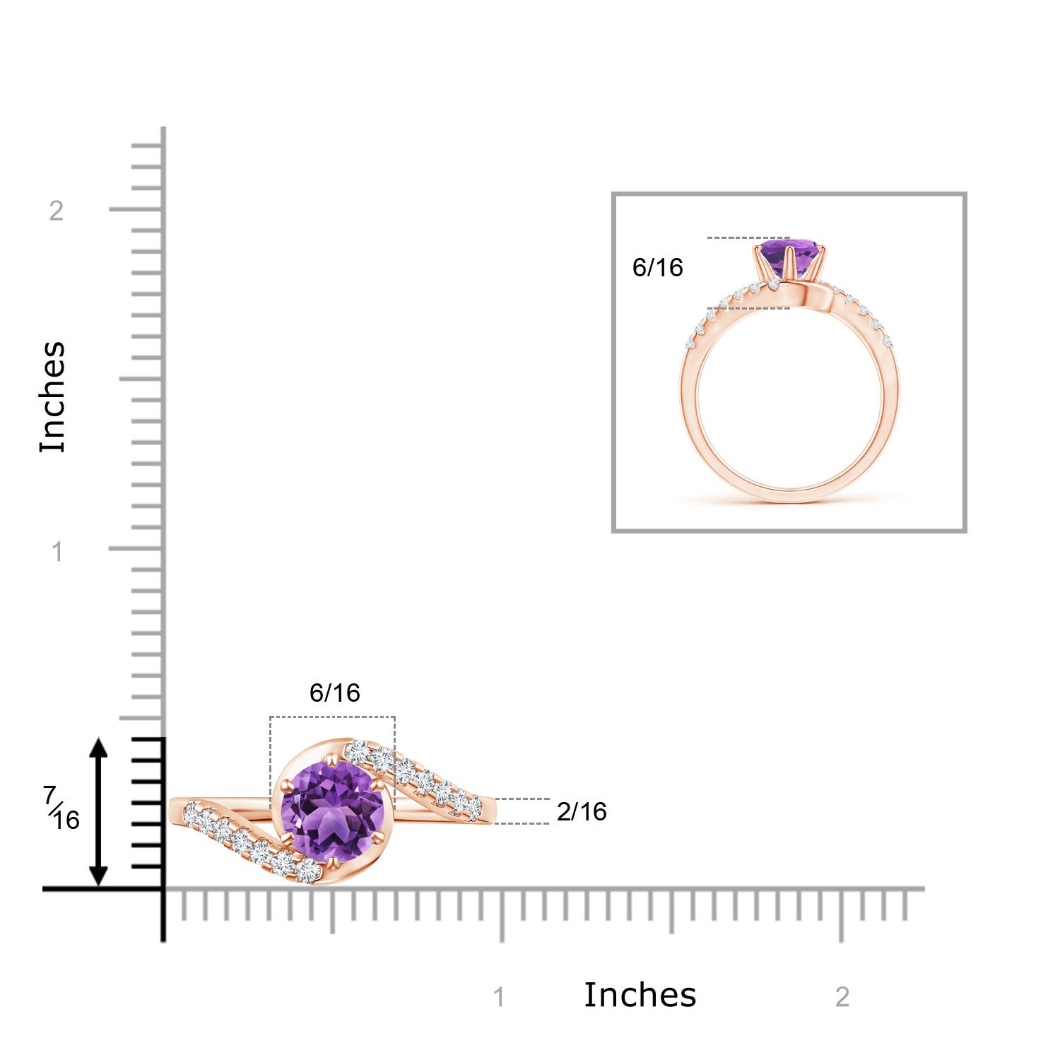 AA - Amethyst / 1.5 CT / 14 KT Rose Gold