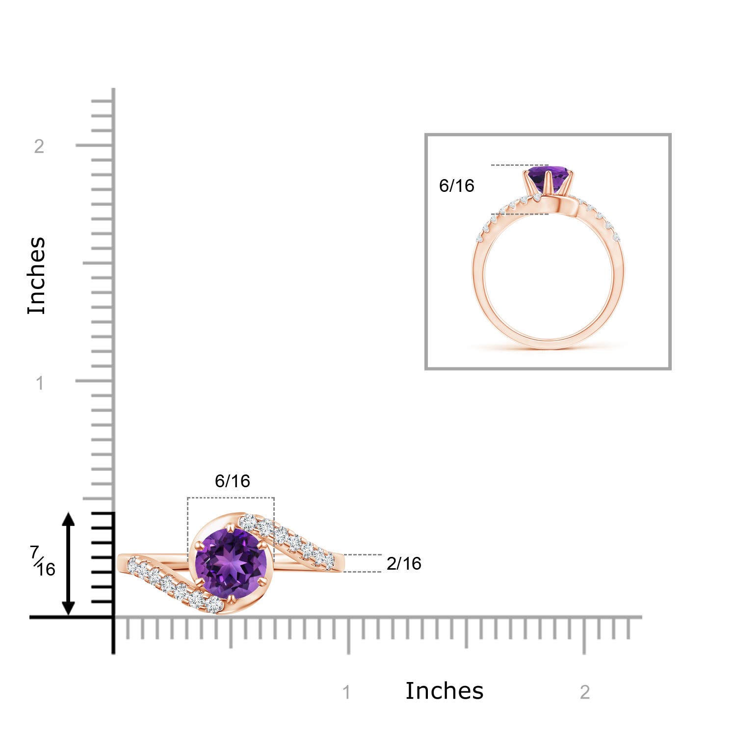 AAAA - Amethyst / 1.5 CT / 14 KT Rose Gold