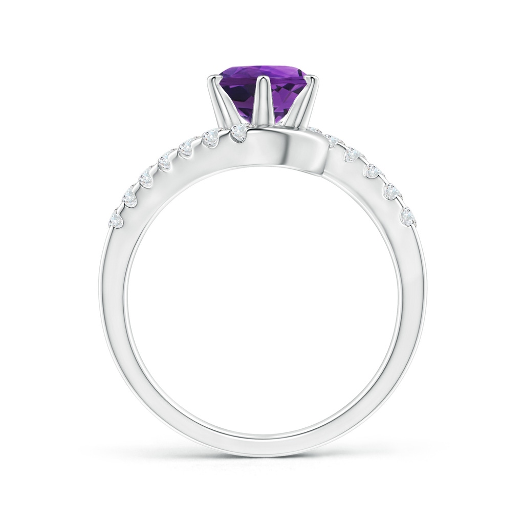 Prong-Set Amethyst Bypass Ring with Diamond Accents | Angara