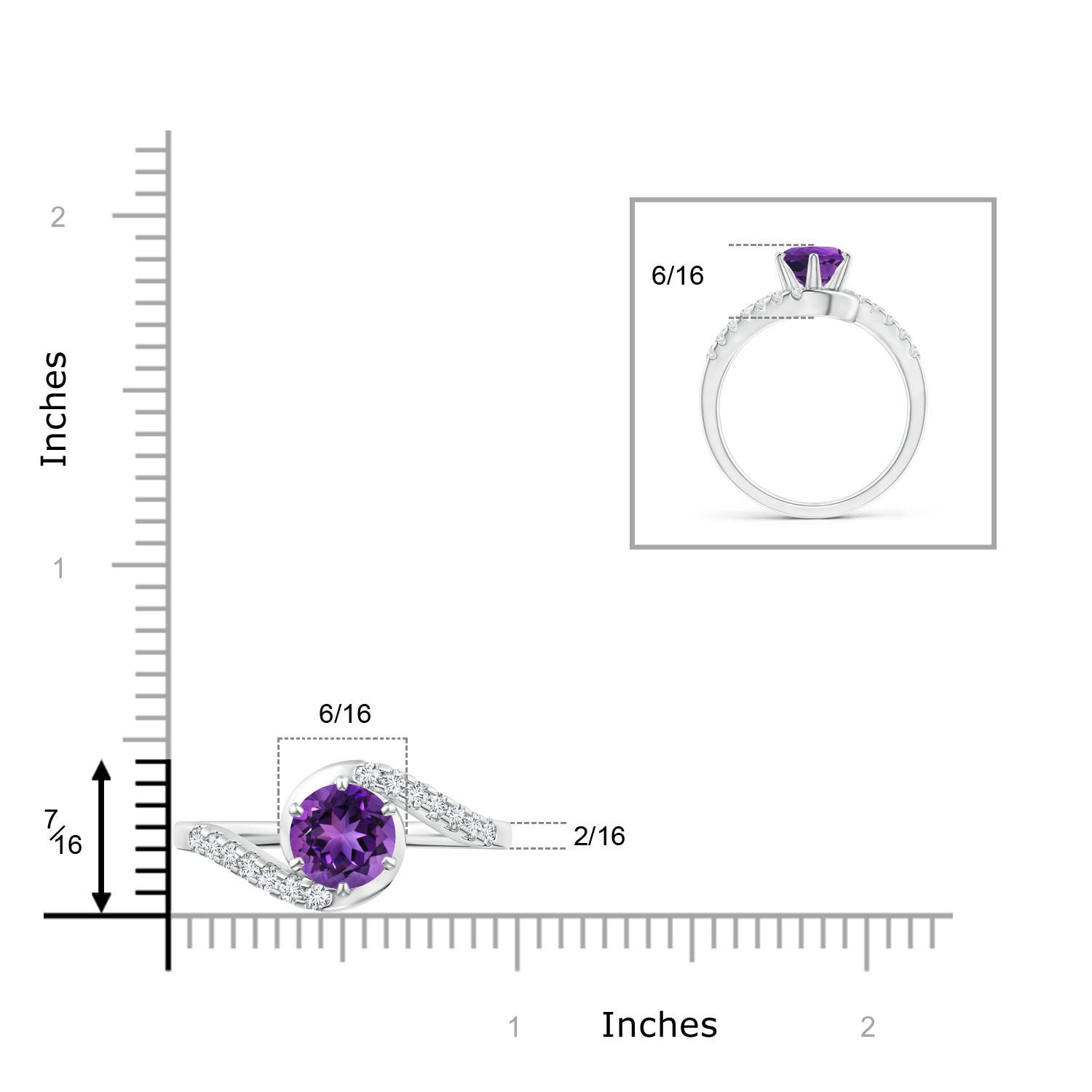 AAAA - Amethyst / 1.5 CT / 14 KT White Gold