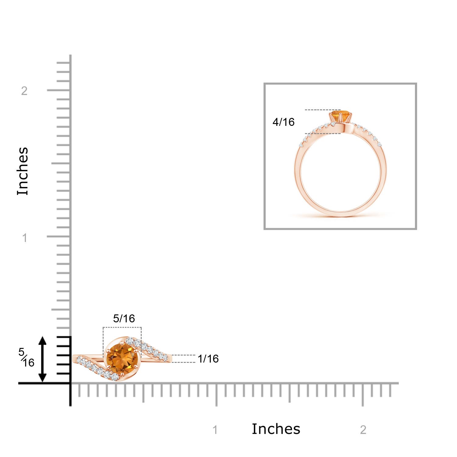 AAA - Citrine / 0.62 CT / 14 KT Rose Gold