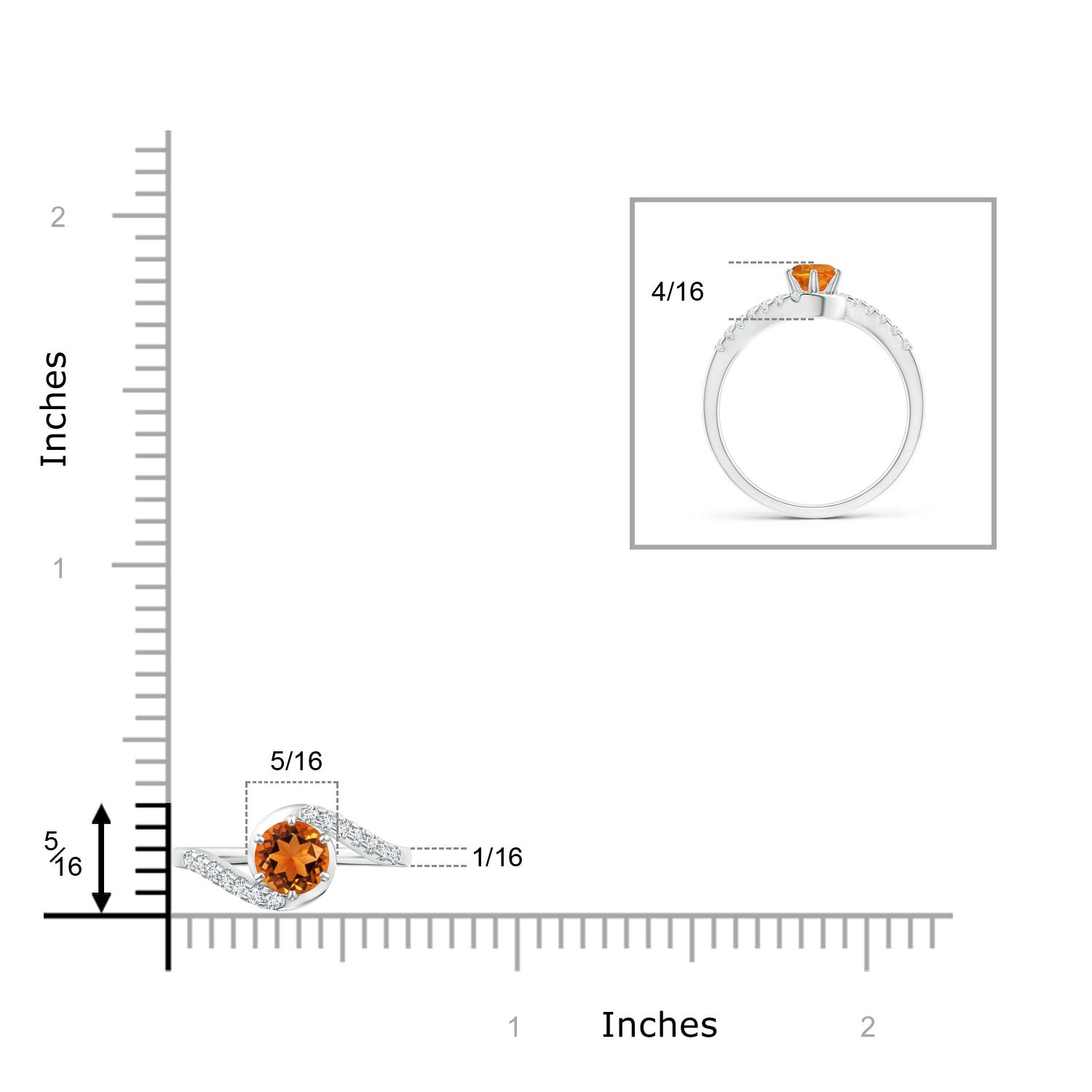 AAAA - Citrine / 0.62 CT / 14 KT White Gold