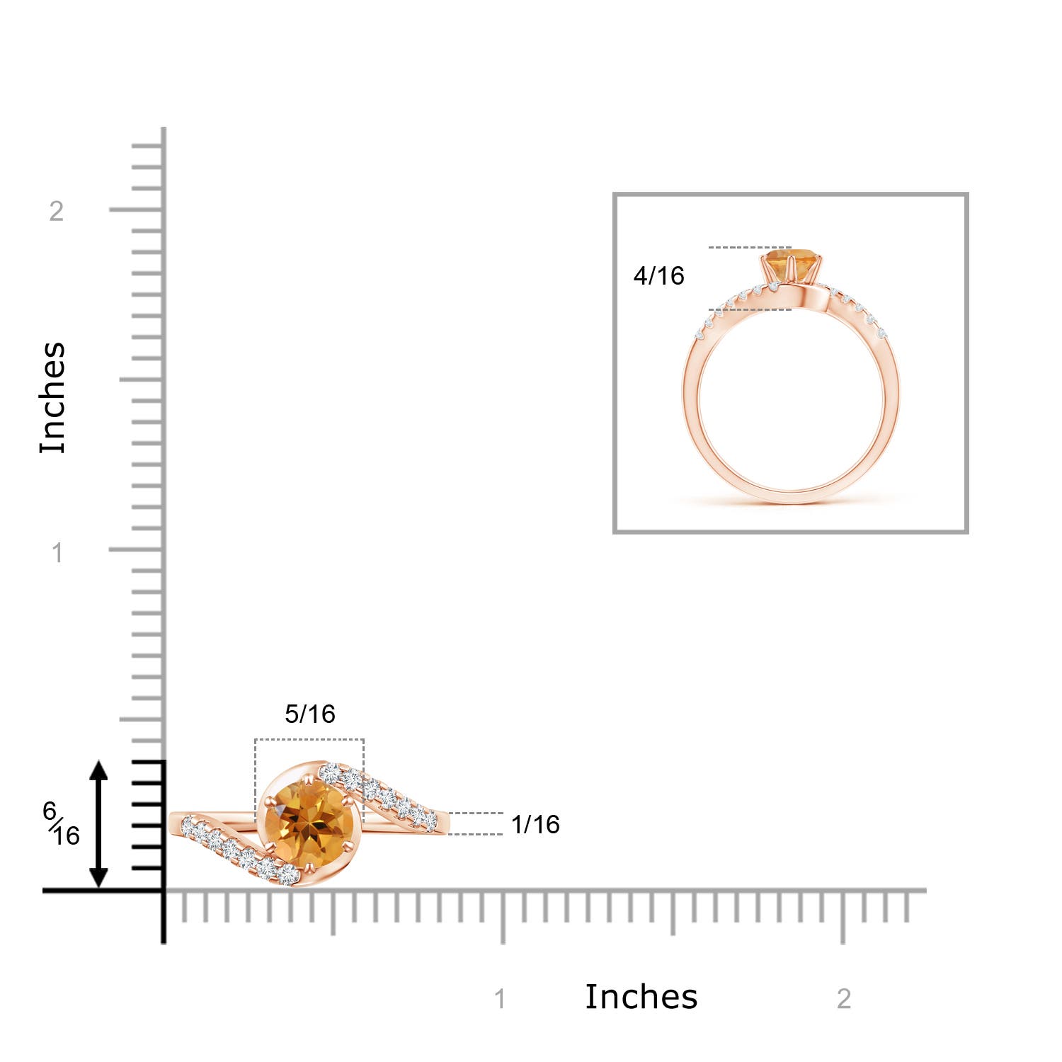 AA - Citrine / 0.9 CT / 14 KT Rose Gold