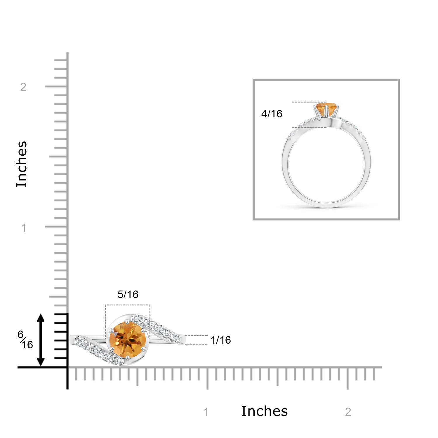 AA - Citrine / 0.9 CT / 14 KT White Gold