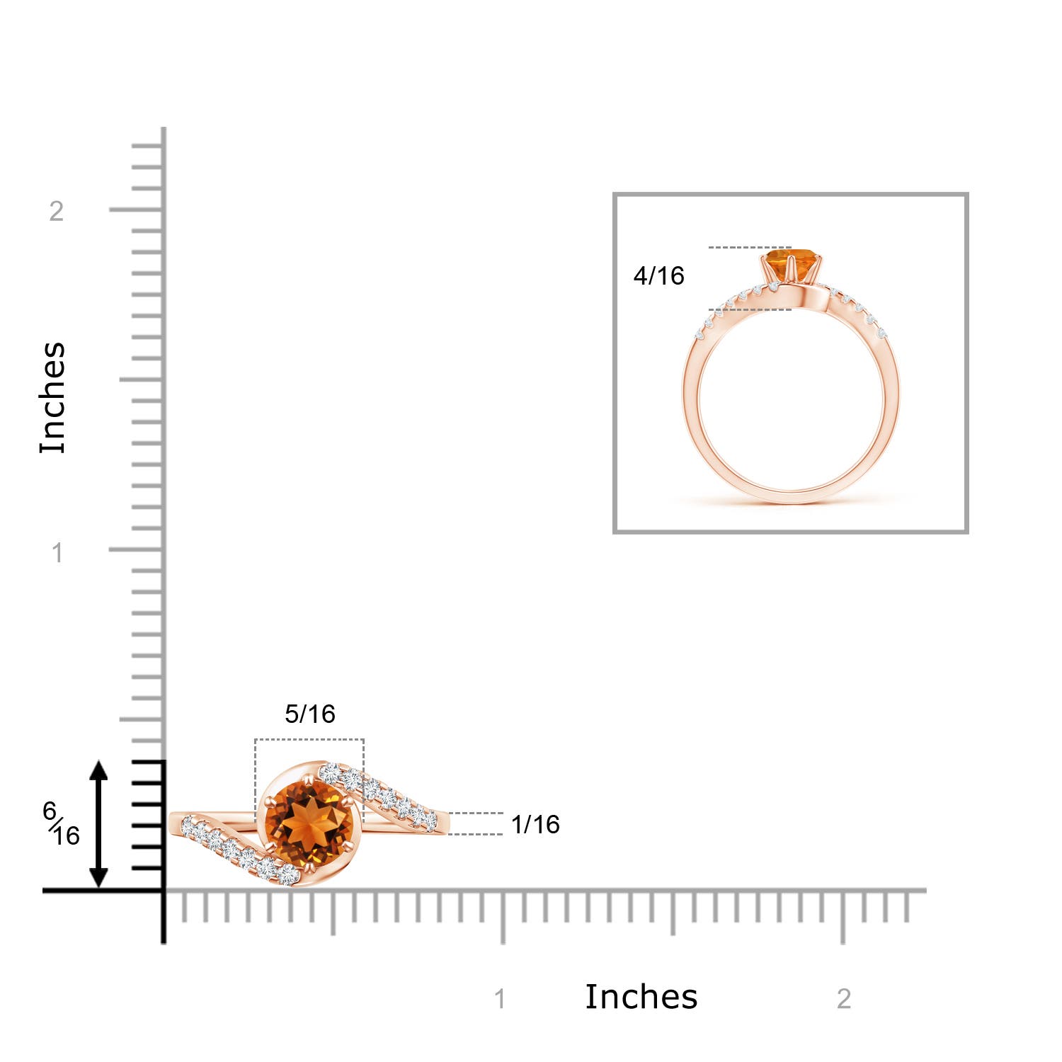 AAAA - Citrine / 0.9 CT / 14 KT Rose Gold