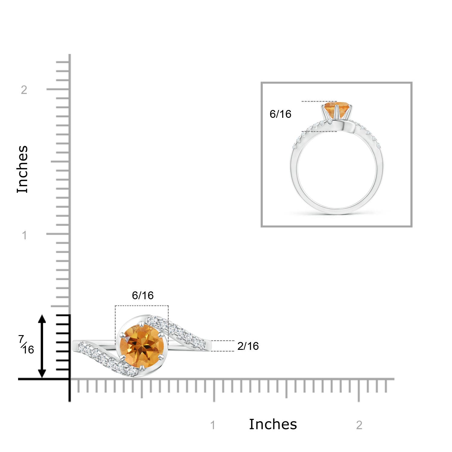 AA - Citrine / 1.6 CT / 14 KT White Gold