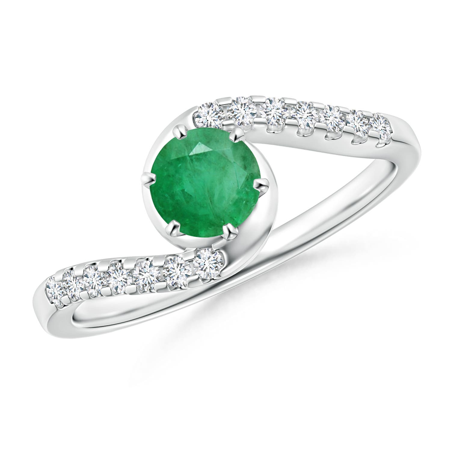 A - Emerald / 0.62 CT / 14 KT White Gold