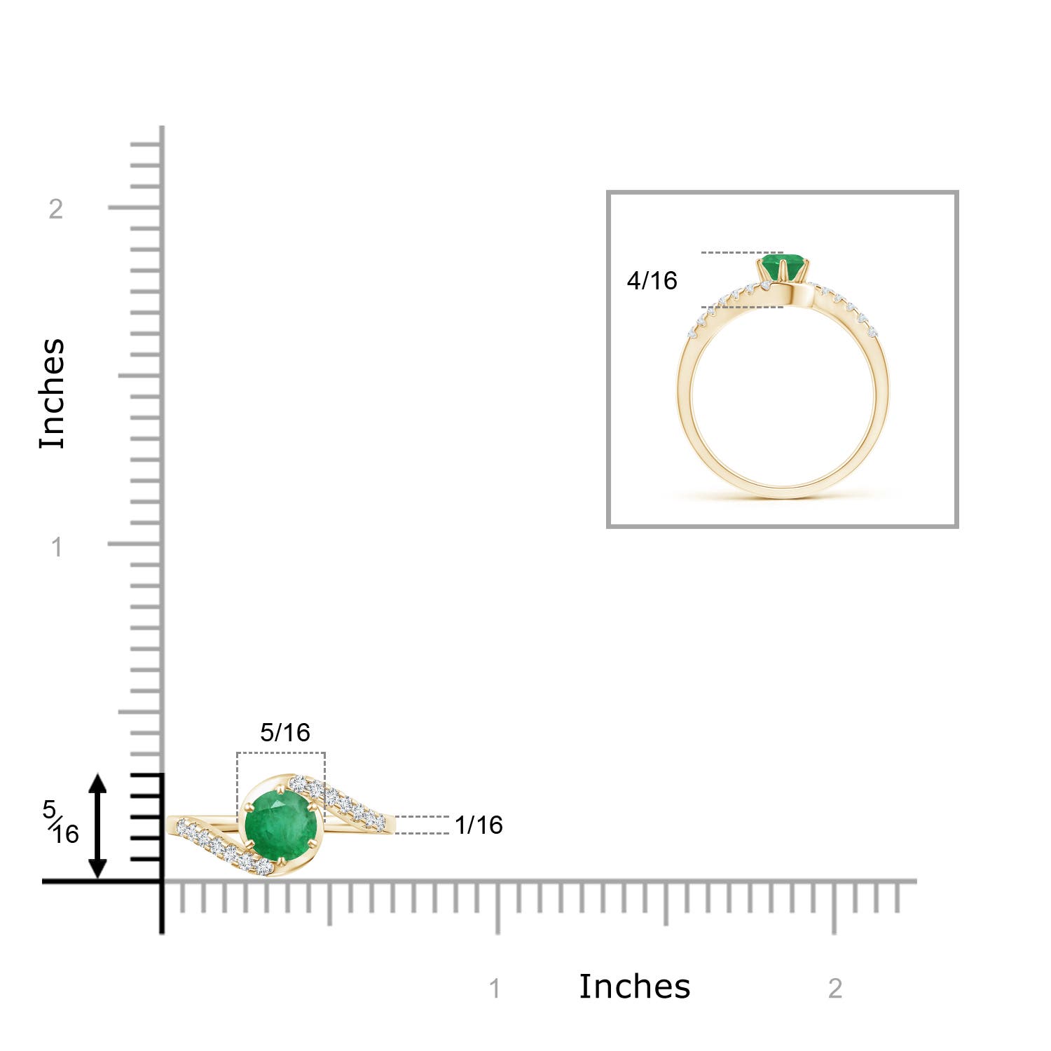 A - Emerald / 0.62 CT / 14 KT Yellow Gold