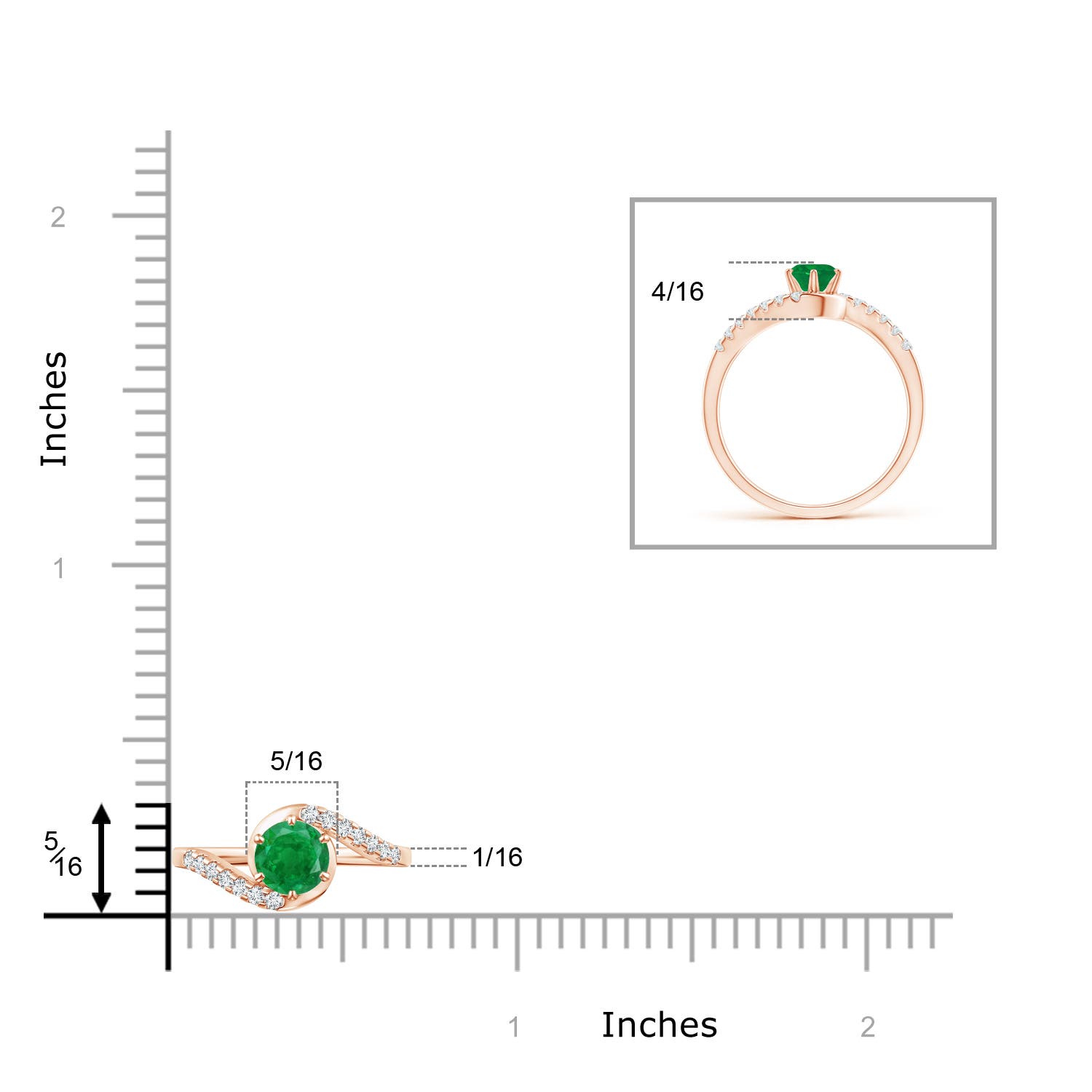 AA - Emerald / 0.62 CT / 14 KT Rose Gold