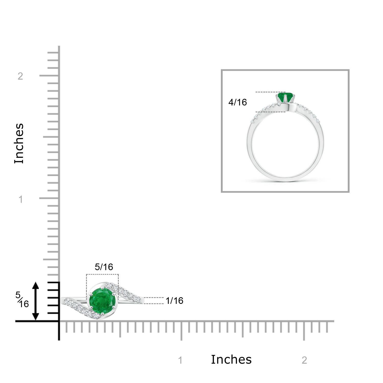 AA - Emerald / 0.62 CT / 14 KT White Gold