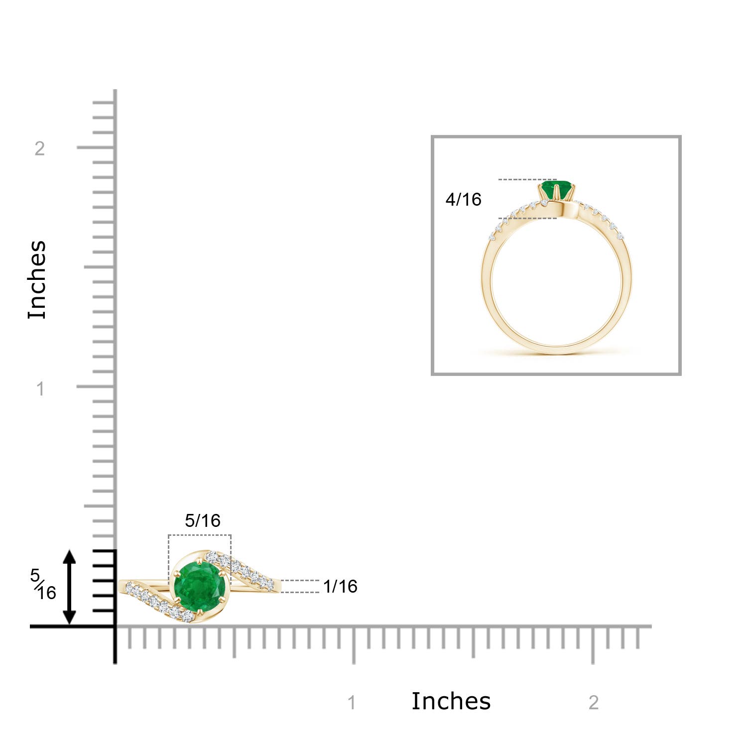 AA - Emerald / 0.62 CT / 14 KT Yellow Gold