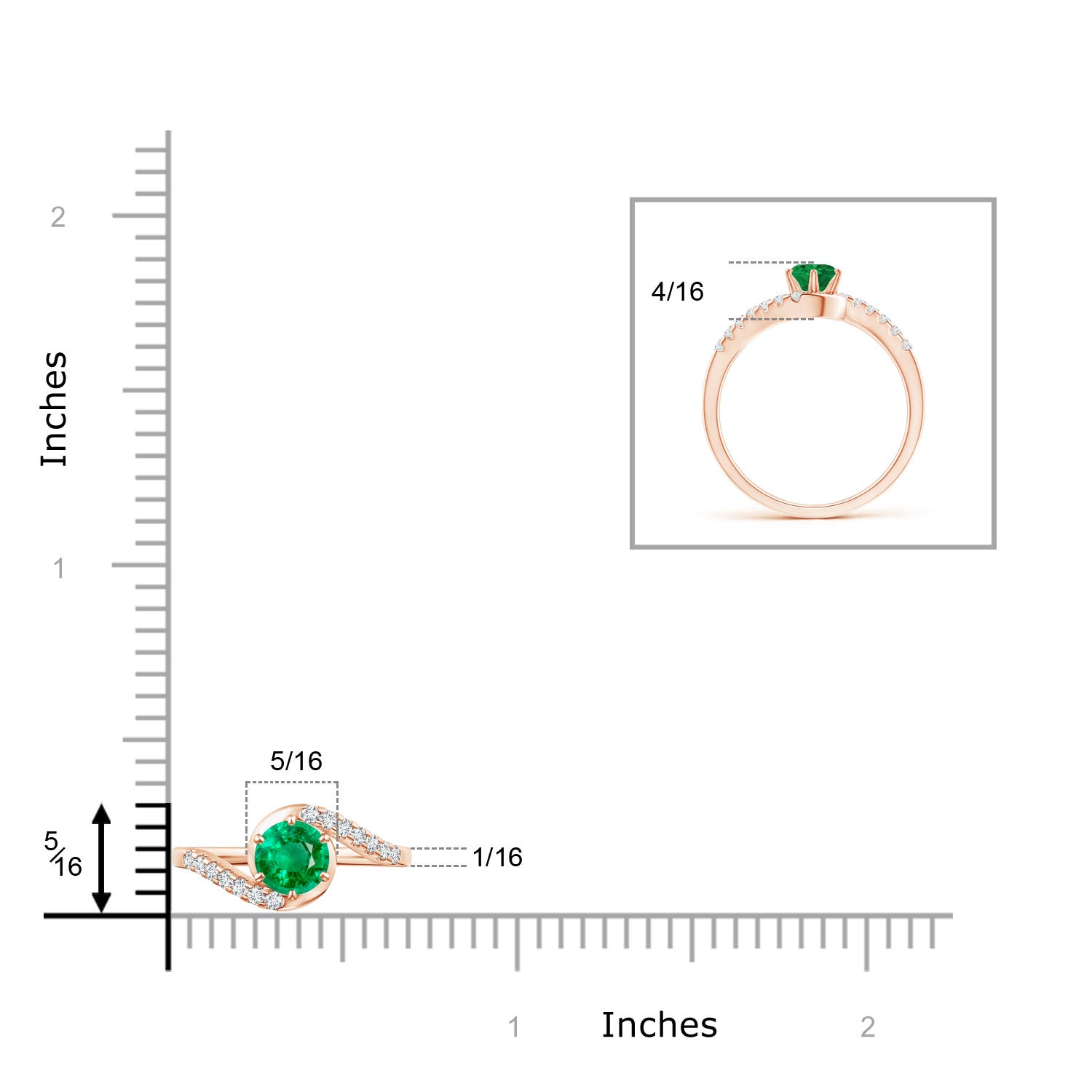 AAA - Emerald / 0.62 CT / 14 KT Rose Gold