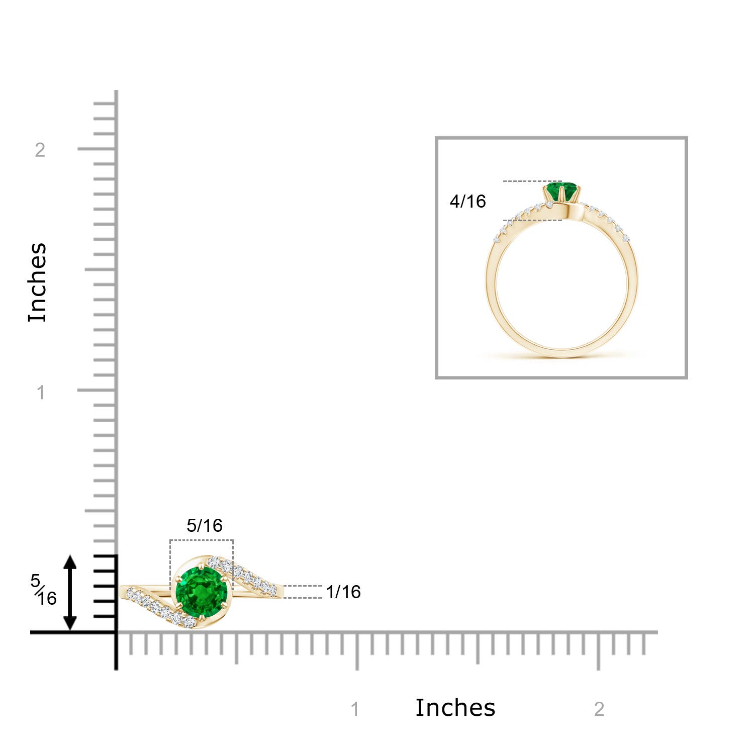 AAAA - Emerald / 0.62 CT / 14 KT Yellow Gold