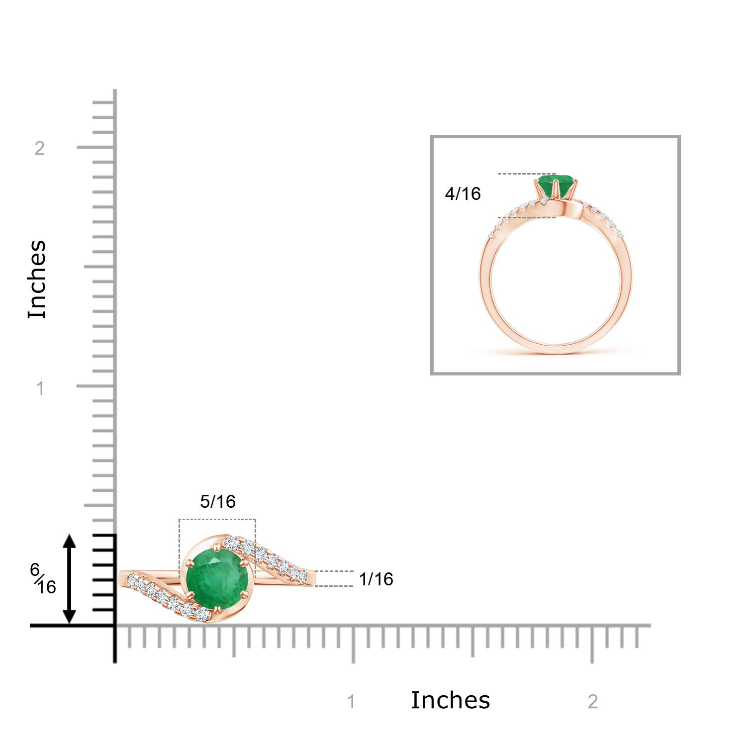 A - Emerald / 0.95 CT / 14 KT Rose Gold