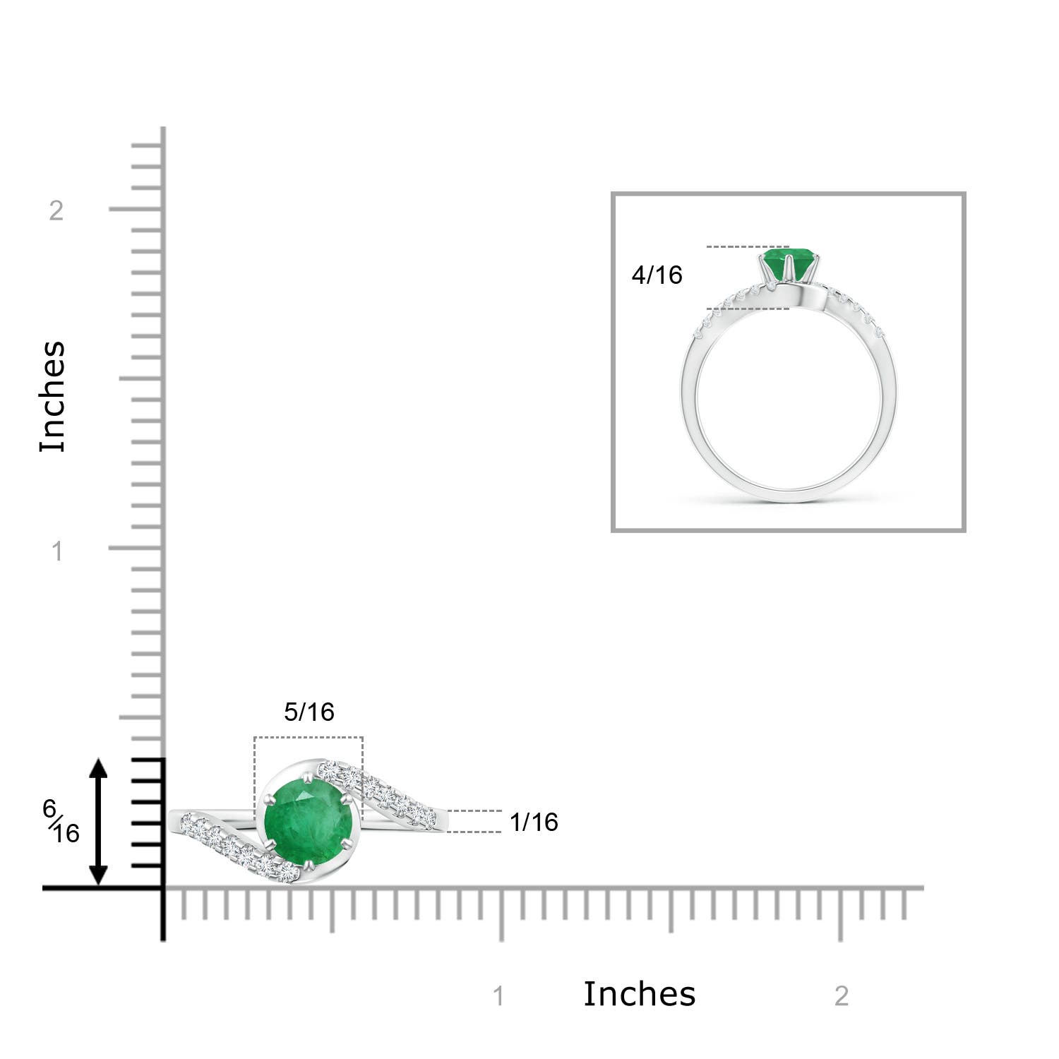 A - Emerald / 0.95 CT / 14 KT White Gold