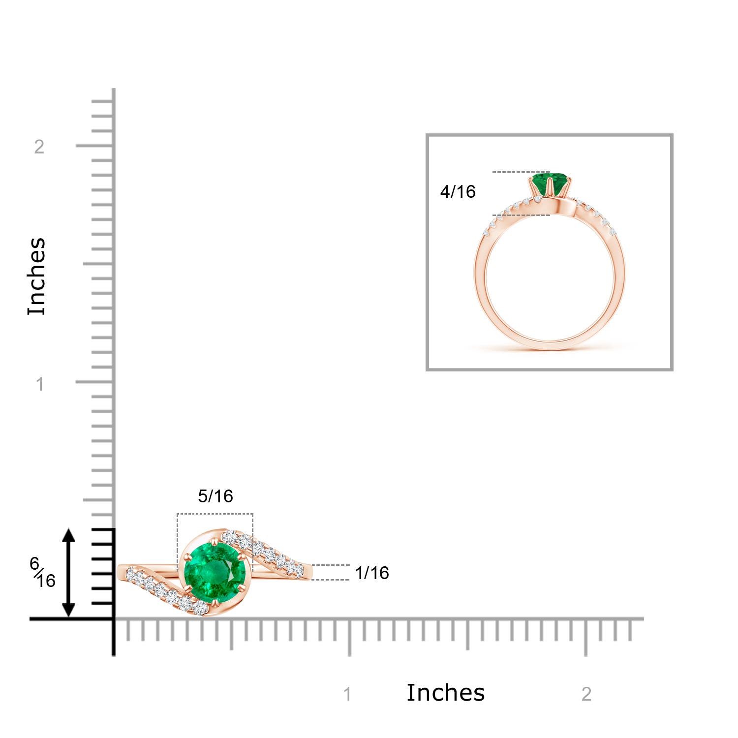 AAA - Emerald / 0.95 CT / 14 KT Rose Gold