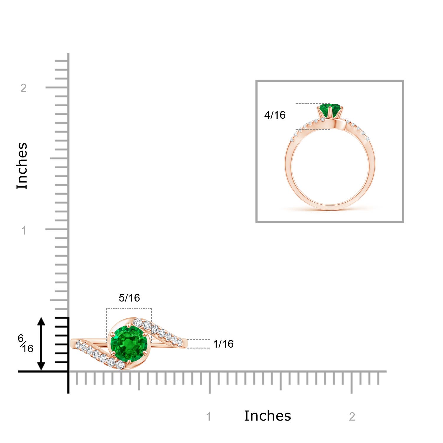 AAAA - Emerald / 0.95 CT / 14 KT Rose Gold