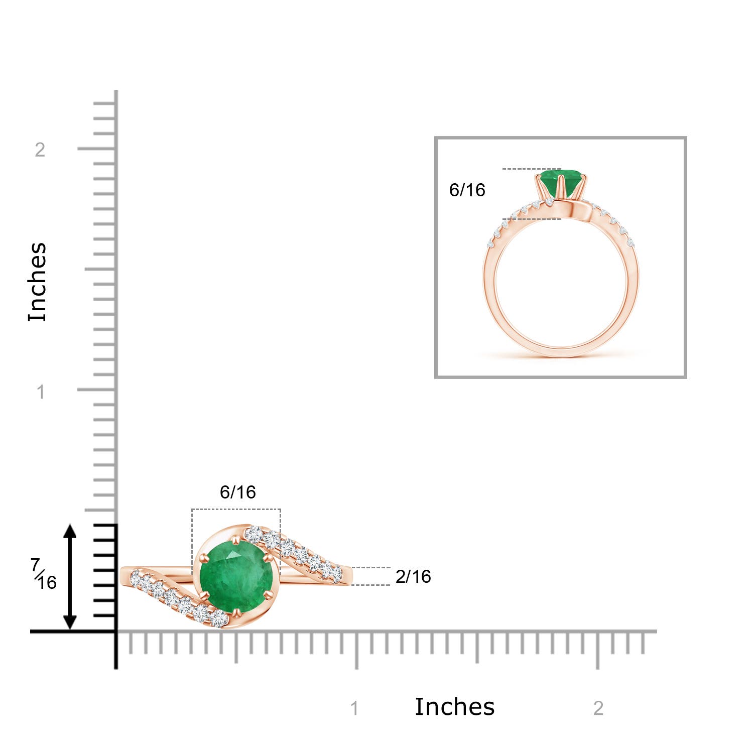 A - Emerald / 1.55 CT / 14 KT Rose Gold