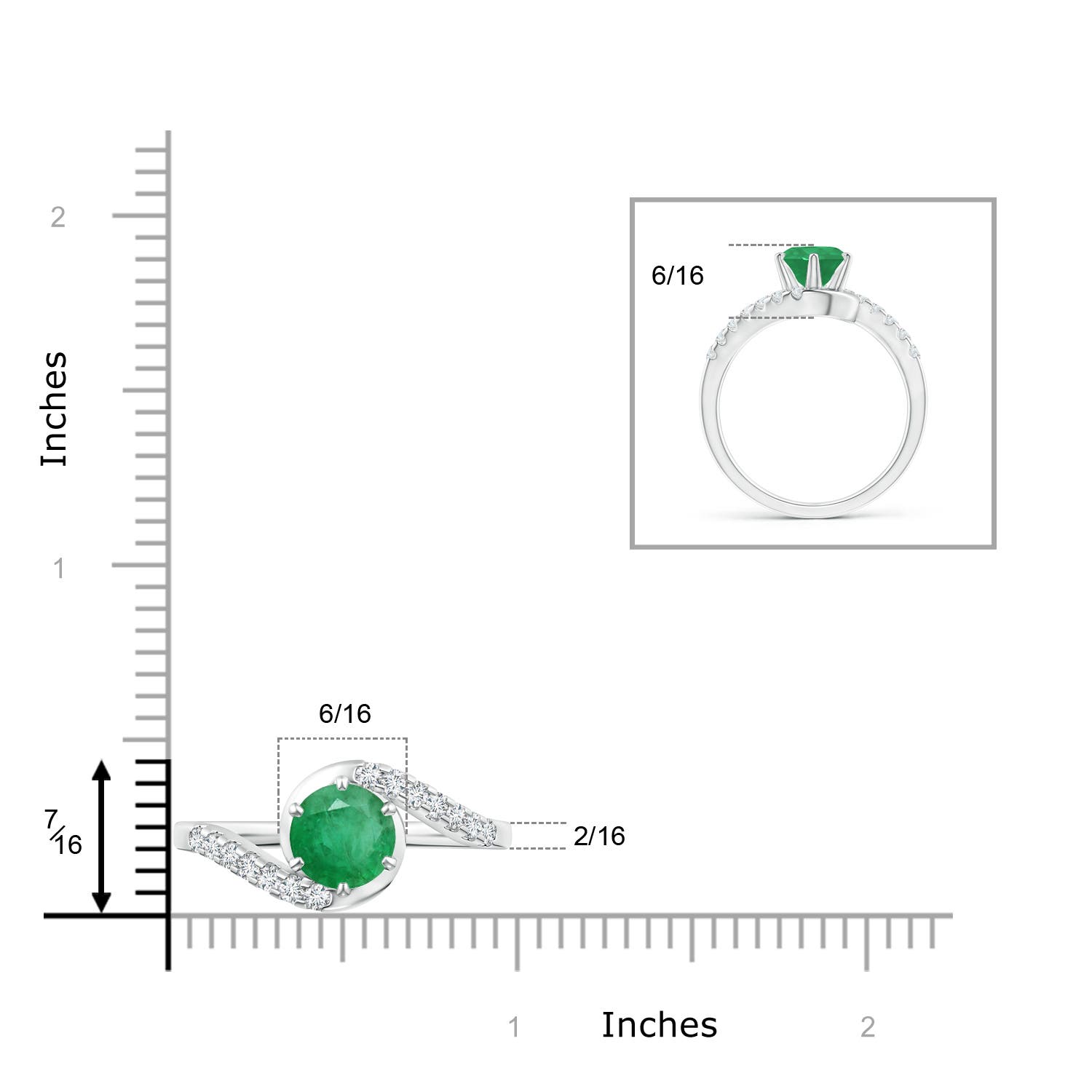 A - Emerald / 1.55 CT / 14 KT White Gold