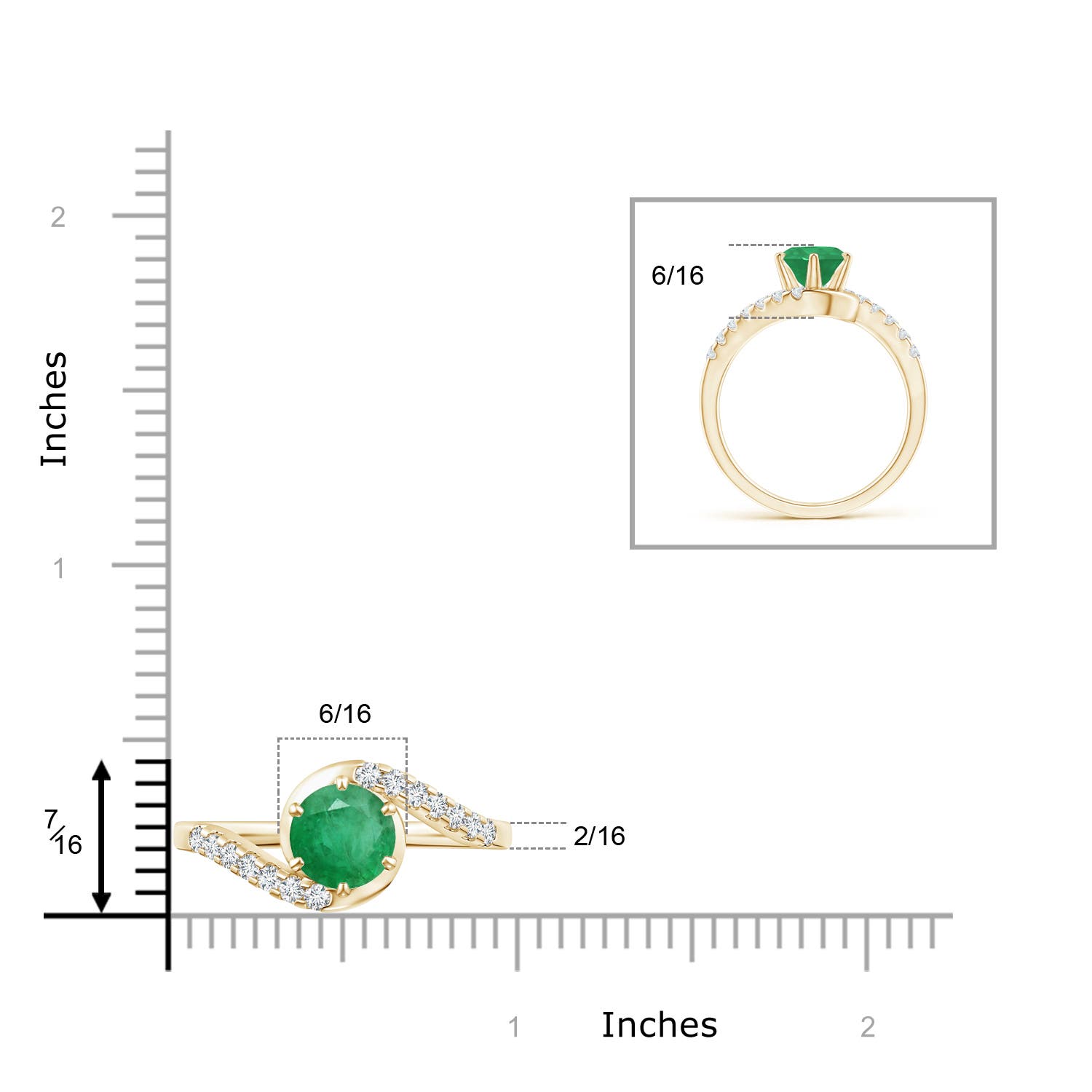 A - Emerald / 1.55 CT / 14 KT Yellow Gold