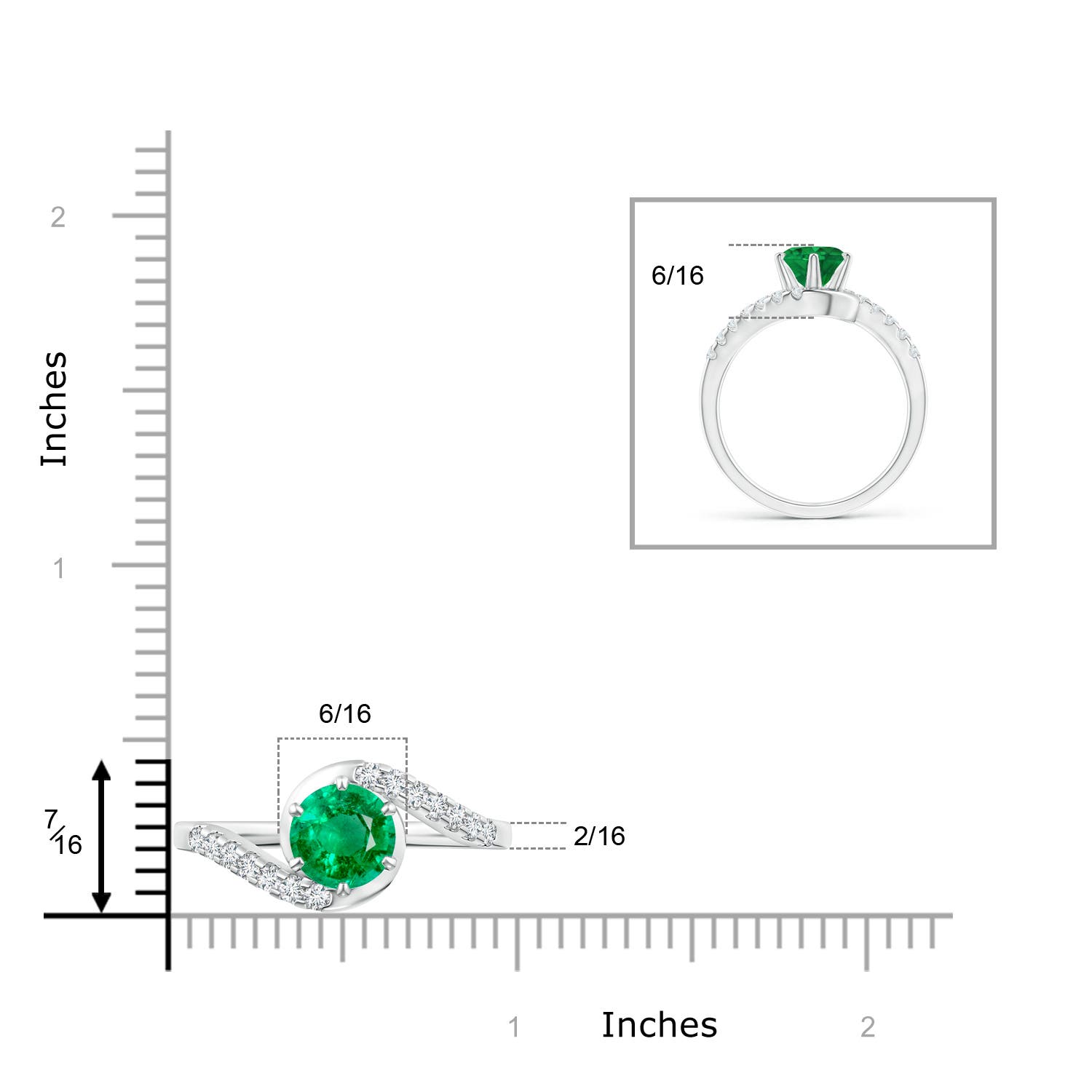 AAA - Emerald / 1.55 CT / 14 KT White Gold