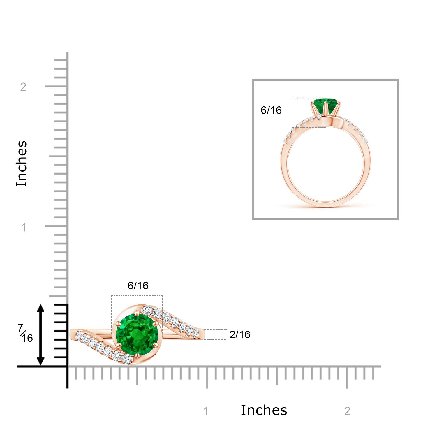 AAAA - Emerald / 1.55 CT / 14 KT Rose Gold