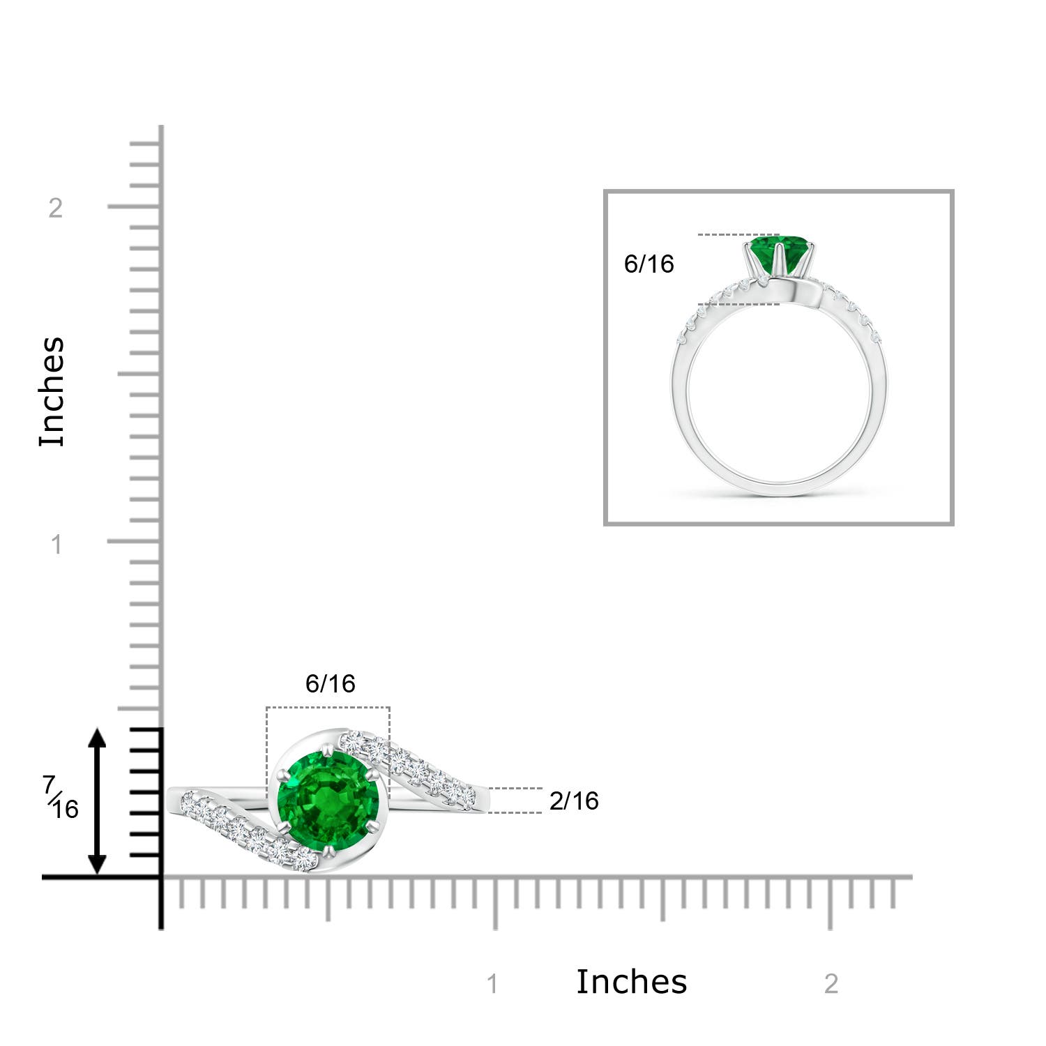 AAAA - Emerald / 1.55 CT / 14 KT White Gold