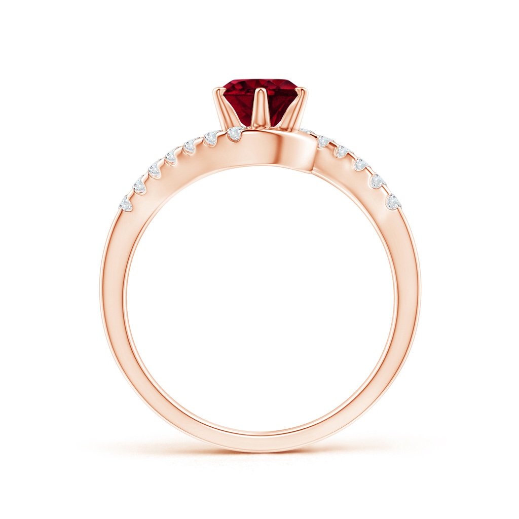 6mm AAA Prong-Set Garnet Bypass Ring with Diamond Accents in Rose Gold Product Image