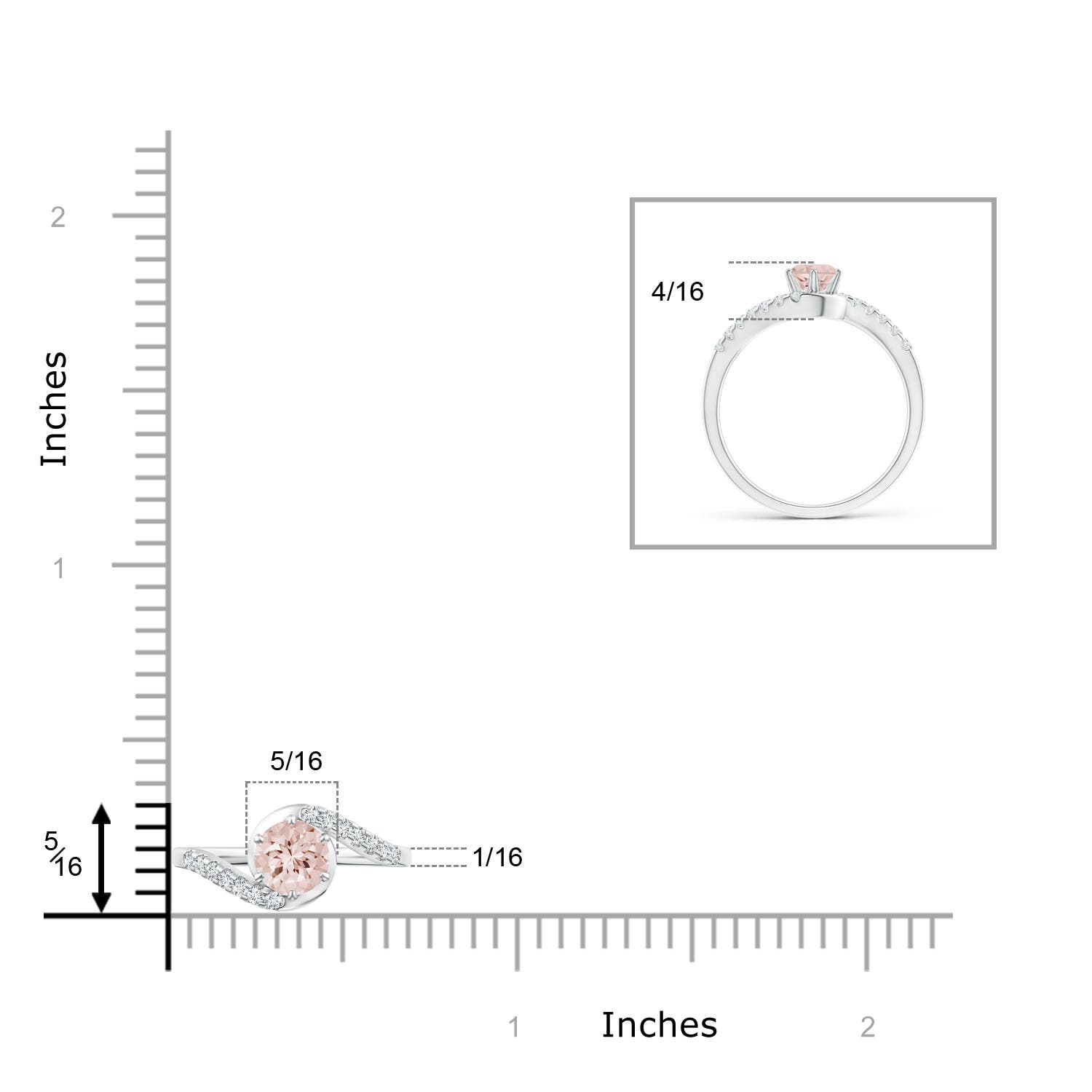 AA - Morganite / 0.59 CT / 14 KT White Gold