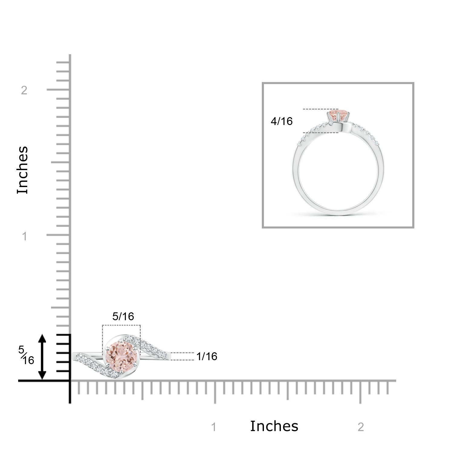 AAA - Morganite / 0.59 CT / 14 KT White Gold