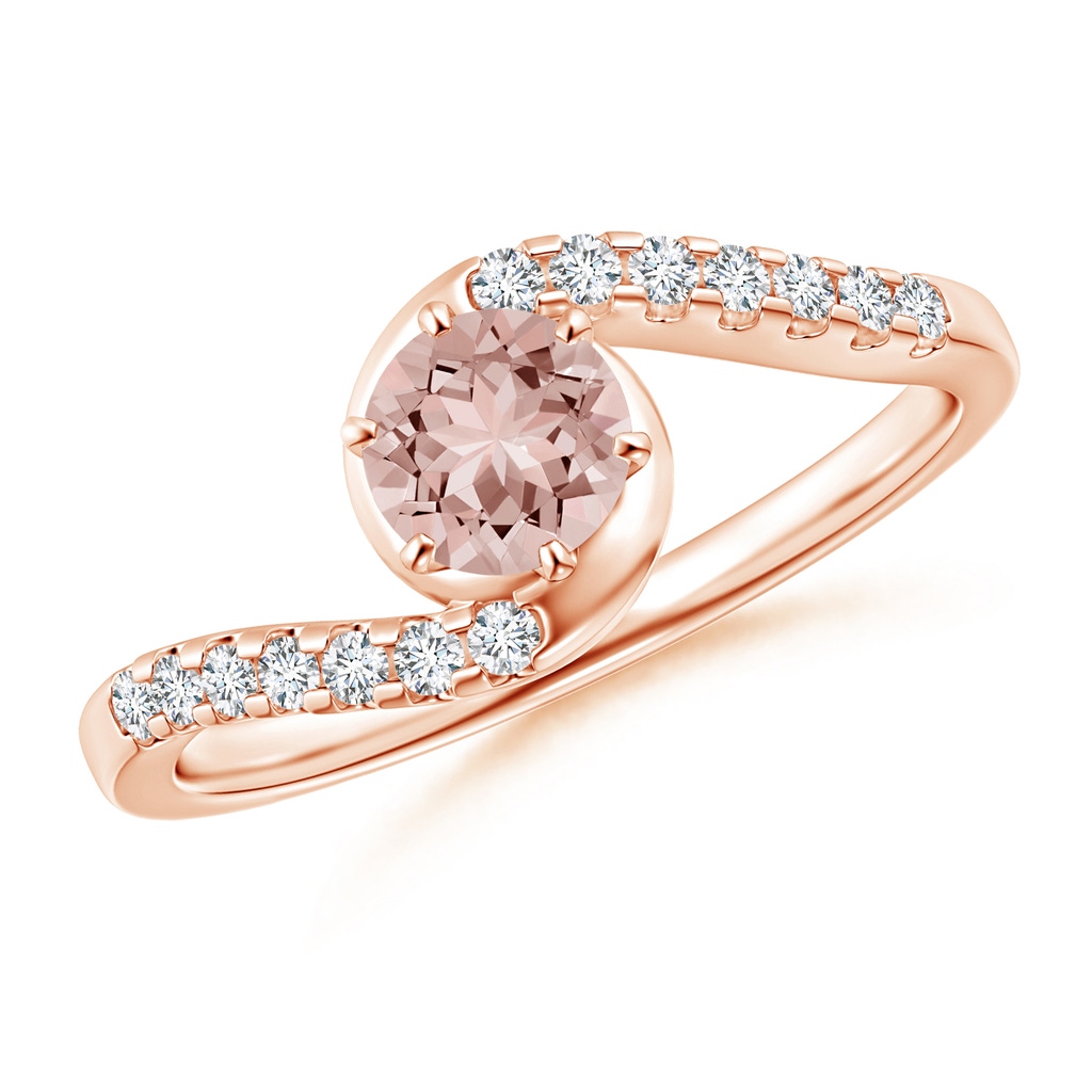 5mm AAAA Prong-Set Morganite Bypass Ring with Diamond Accents in Rose Gold