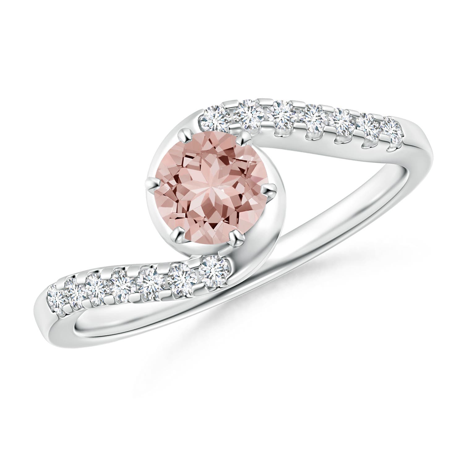 AAAA - Morganite / 0.59 CT / 14 KT White Gold