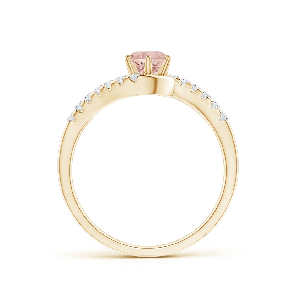 5mm AAAA Prong-Set Morganite Bypass Ring with Diamond Accents in Yellow Gold side-1