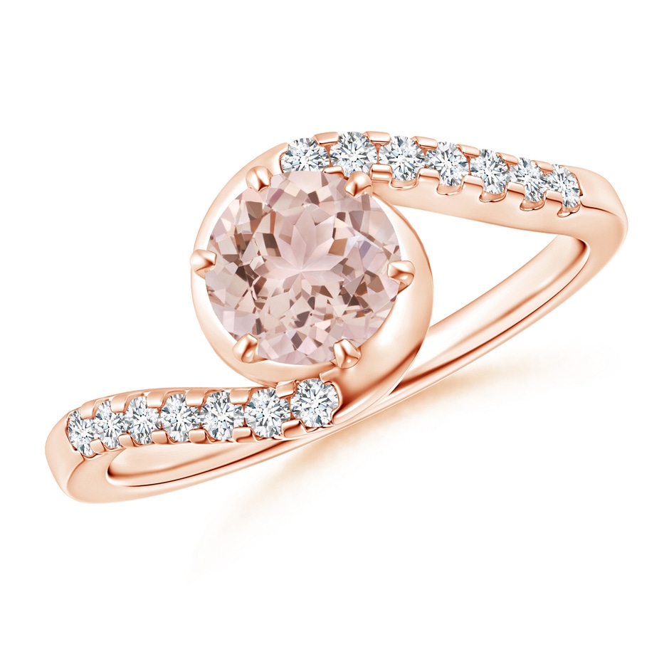 6mm AAA Prong-Set Morganite Bypass Ring with Diamond Accents in Rose Gold 